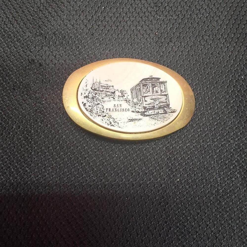 Vintage San Francisco Cable Car Belt Buckle Solid Brass